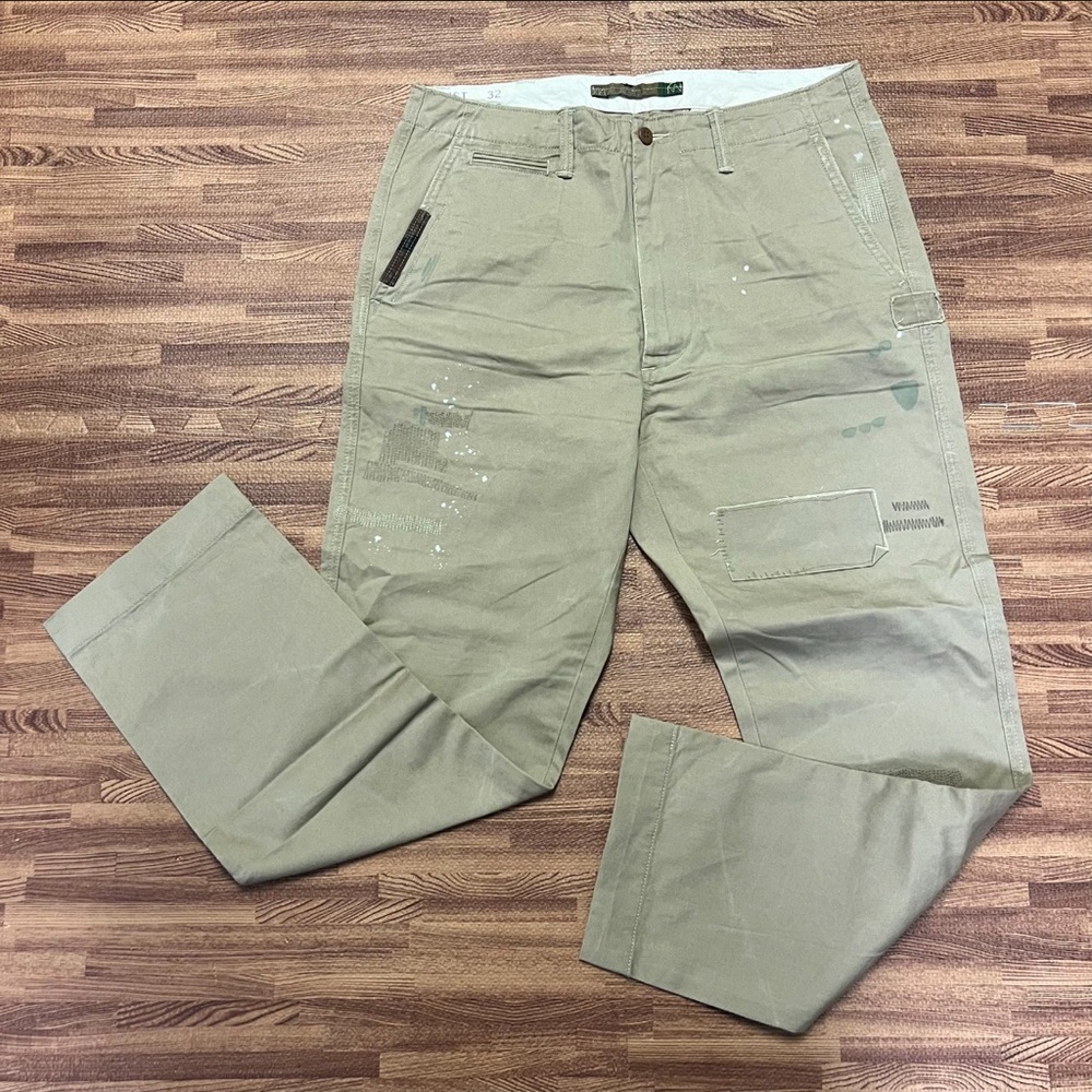 Polo Ralph Lauren NWOT Men's Distressed Patchwork Relaxed Fit Khaki Chino Pants